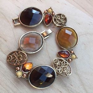 Autumnal Ornate Link Panel Gold Tone Bracelet